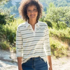 T-shirt rayé col polo, maille jersey