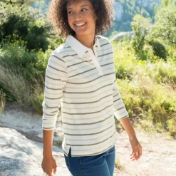 T-shirt rayé col polo, maille jersey