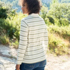 T-shirt rayé col polo, maille jersey