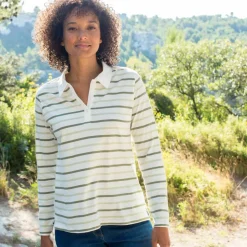 T-shirt rayé col polo, maille jersey