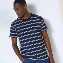 T-shirt rayé col rond manches courtes - coton biologique(**)