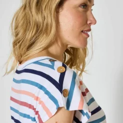 T-shirt rayé détail boutonné maille jersey