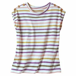 T-shirt rayé détail boutonné maille jersey