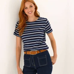 T-shirt rayé manches courtes, maille jersey