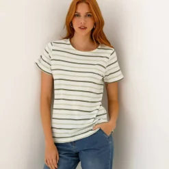 T-shirt rayé manches courtes, maille jersey