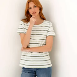T-shirt rayé manches courtes, maille jersey