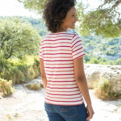 T-shirt rayé manches courtes, maille jersey