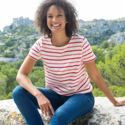 T-shirt rayé manches courtes, maille jersey