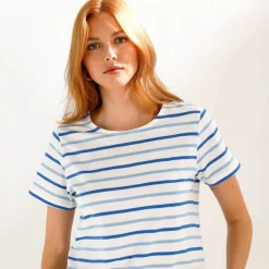 T-shirt rayé manches courtes, maille jersey