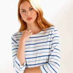 T-shirt rayé manches 3/4, maille jersey