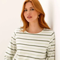 T-shirt rayé manches 3/4, maille jersey