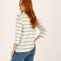 T-shirt rayé manches 3/4, maille jersey