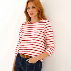 T-shirt rayé manches 3/4, maille jersey