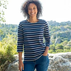 T-shirt rayé manches 3/4, maille jersey
