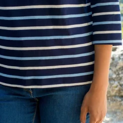 T-shirt rayé manches 3/4, maille jersey