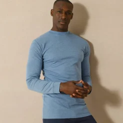 T-shirt sous-vêtement homme col montant manches longues chaleur intense - lot de 2
