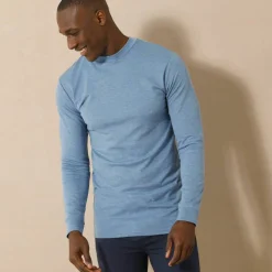 T-shirt sous-vêtement homme col montant manches longues chaleur intense - lot de 2