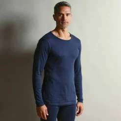 T-shirt sous-vêtement homme col rond manches longues chaleur douce - lot de 2