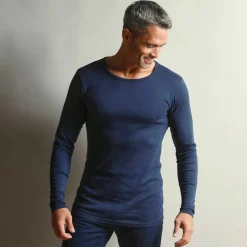 T-shirt sous-vêtement homme col rond manches longues chaleur douce - lot de 2