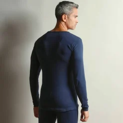 T-shirt sous-vêtement homme col rond manches longues chaleur douce - lot de 2