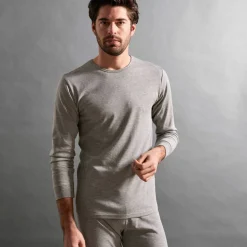 T-shirt sous-vêtement homme col rond manches longues chaleur douce - lot de 2