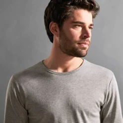 T-shirt sous-vêtement homme col rond manches longues chaleur douce - lot de 2