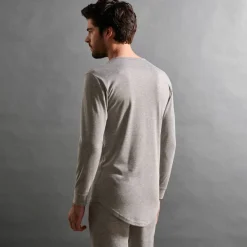 T-shirt sous-vêtement homme col rond manches longues chaleur douce - lot de 2