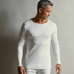 T-shirt sous-vêtement homme col rond manches longues chaleur douce - lot de 2