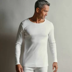 T-shirt sous-vêtement homme col rond manches longues chaleur douce - lot de 2