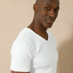 T-shirt sous-vêtement homme col V manches courtes chaleur douce - lot de 2