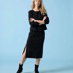 T-shirt Spécial Petites uni, détails boutons sur l'épaule, maille grattée