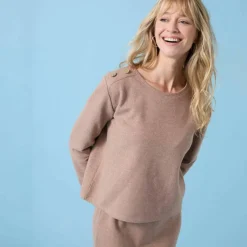 T-shirt Spécial Petites uni, détails boutons sur l'épaule, maille grattée