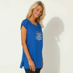T-shirt tunique, imprimé placé