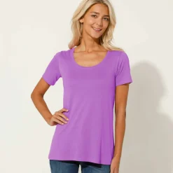 T-shirt uni col rond, coton biologique(**)