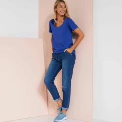 T-shirt uni col rond, coton biologique(**)