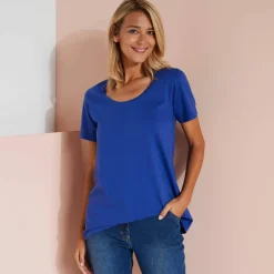 T-shirt uni col rond, coton biologique(**)