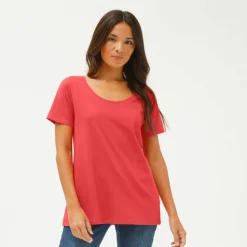 T-shirt uni col rond, coton biologique(**)