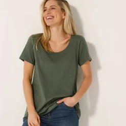 T-shirt uni col rond, coton biologique(**)