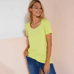 T-shirt uni col rond, coton biologique(**)