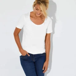 T-shirt uni col rond, coton biologique(**)
