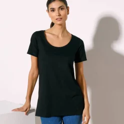 T-shirt uni col rond, coton biologique(**)