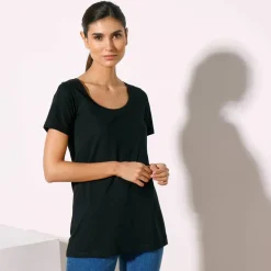 T-shirt uni col rond, coton biologique(**)
