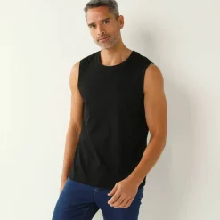 T-shirt uni col rond sans manches