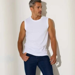 T-shirt uni col rond sans manches