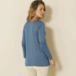 T-shirt uni col rond stretch
