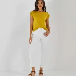 T-shirt uni détail boutonné maille jersey