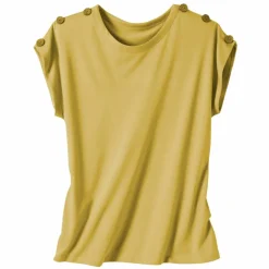 T-shirt uni détail boutonné maille jersey