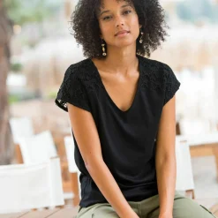 T-shirt uni macramé