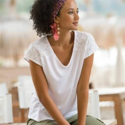 T-shirt uni macramé