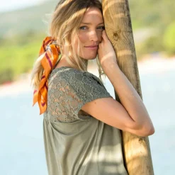 T-shirt uni macramé